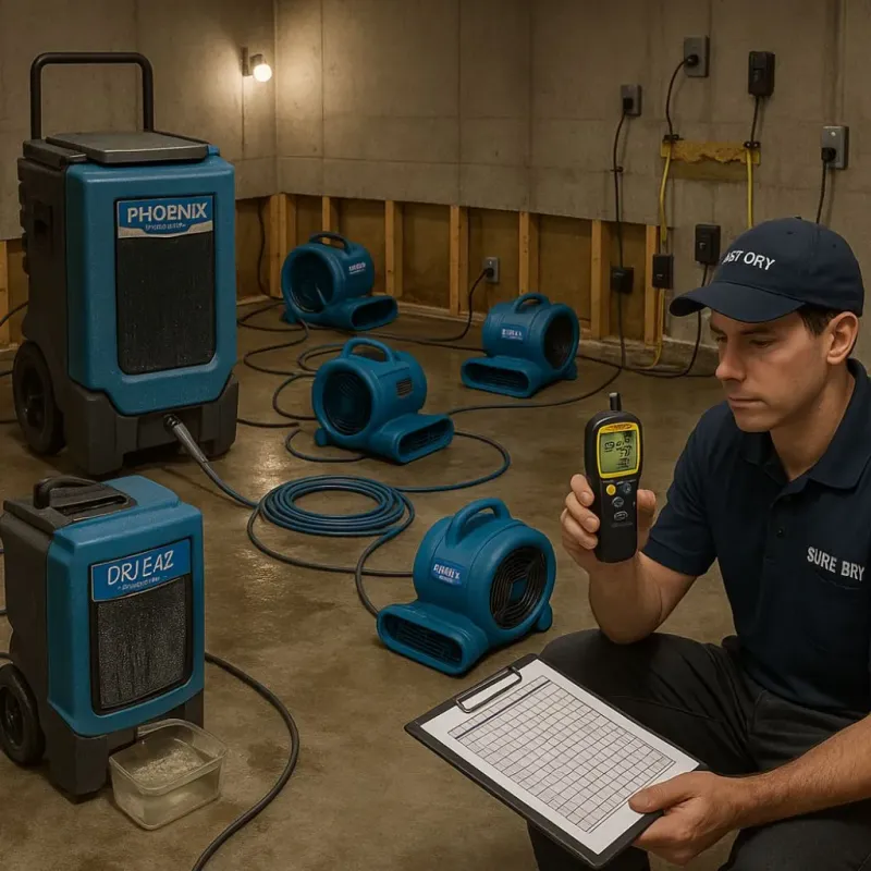 Structural Drying and Dehumidification process in Prairieville, LA